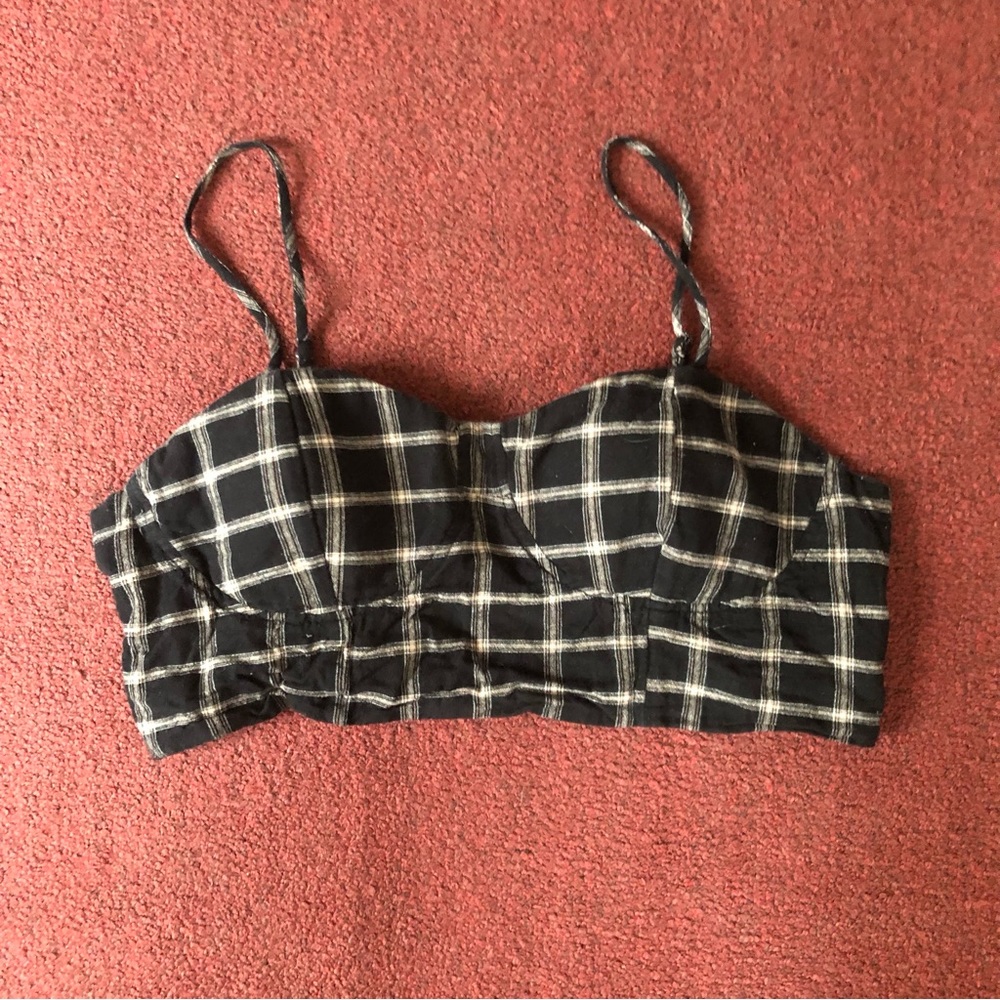American Eagle plaid cropped bra top XL